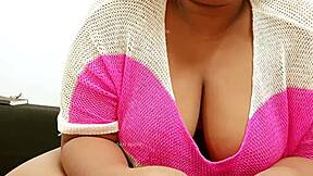 Beautiful woman with large breasts in a sexy scene