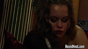Golden dildo for the naughty lesbian mistress and her slave