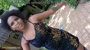 Black beauty gets her tight pussy pounded on camera