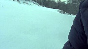 Hot student gives blow job to professor after skiing lessons