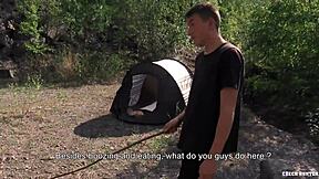 Straight twink jumps at cash to suck cock and take it deep in his hole.