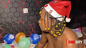 African beauty gets doggy style with her well endowed husband on Christmas