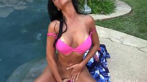 Janessa Brazil gets erotic close up with a poolside sex adventure