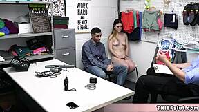 Pretty teenage girl caught shoplifting and willing to do anything to avoid punishment