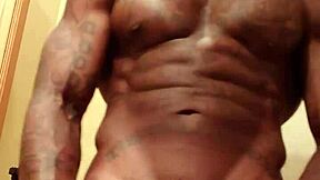 Hairy black cock worship with muscular hunk Maledom