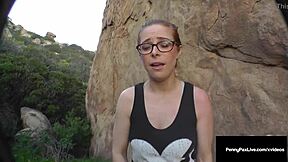 Horny redhead gets pounded by a big cock outdoors