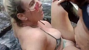 Hot milf gets her pussy licked by nerd and cuckold