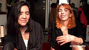 Amateur European babes prepare for hot sex scenes