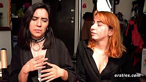 Amateur European babes prepare for hot sex scenes