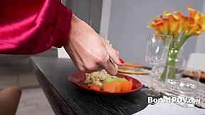 Older stepmother shares family secrets while I pleasure her in a bored POV style video