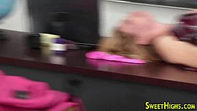 I can’t stop face-fucking this teen coed in her tight uniform in class.