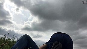 Young girlfriend learns to please her partner outdoors