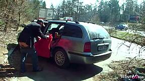 Teen prostitute gets it hard in parking lot with a john