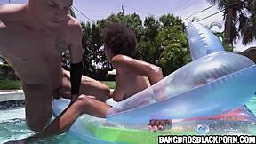 Sexy Black Girl Screwed Hard by Monster Cock at Pool!