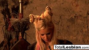 Hot European women engage in role play and have sex with each other