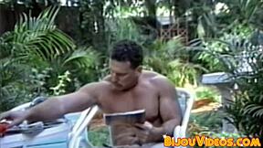 A classic scene of a gay threesome with no condoms and big cock blowjobs
