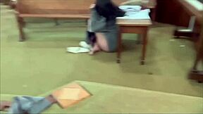 Petite teen gets rough facefucked at church with a facial