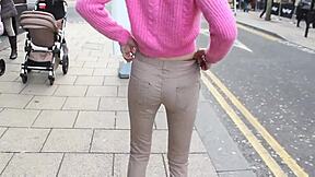 British girl pisses in public and gets attention of everyone around her