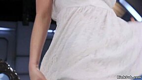 Beautiful blonde with big breast fucking sextoy machine