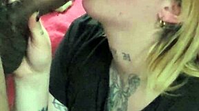 Green eyes and black hair MILF gets deepthroat facial