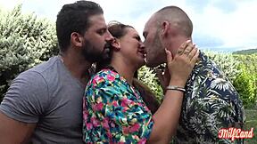 French milf Mila craves a wild threesome with two eager men.