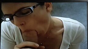 Face full of cum after a deep blow job