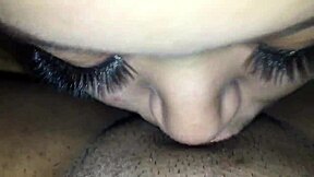 An overweight woman gives a blow job and eats my wife's pussy