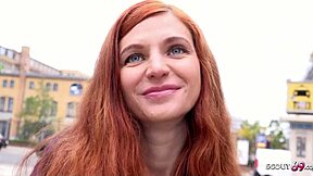 Skinny redhead Lina Joy gets picked up for hardcore sex
