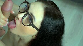 A depraved mature woman gives blow job to her man and gets oral creampie