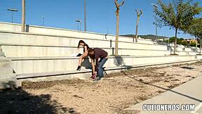 Beautiful girl gets bent over and fucked in public