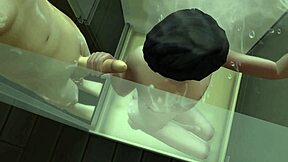 Deepthroat action in The Sims hentai game