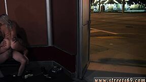 Tiny amateur gets bound for extreme outdoor double blowjob