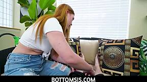 Ginger bottom gets grateful for POV cock pounding from stepsis Harper Red