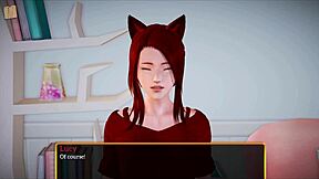 An animated video game with anime-style characters and interactive gameplay