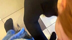 Redhead gets angry and gives a deepthroat blowjob willingly