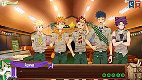 Gay anime Game Friends Camp with Russian voiceover