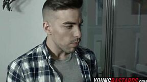Gay amateur gets plowed by a young machine