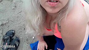 Amateur couple has rough sex on the beach with a blonde and a big ass amateur