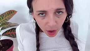 She shows her tits in the park then gets fucked at home