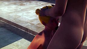 3D animated Japanese style big tits and ass hentai bath time