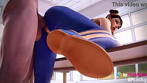 Chun-li's massive cock leaks in intense doggystyle action