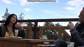 Beautiful big-boobed beauty gets wild in the great outdoors in this pickup porn scene