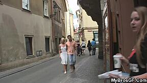 Young European beauty cheats and gives a blow job