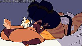Two girls in one bed in an adult cartoon