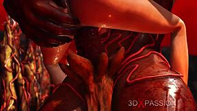 A hot girl is tempted by a devil in hell