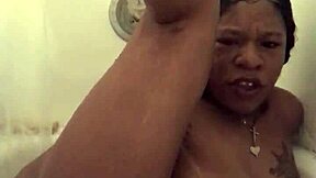 Steamy shower scene with solo play and dildo action