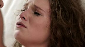 Beautiful teenage brunette gets facial in erotic video