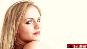 Beautiful blonde with perfect body shares her big breast and round ass