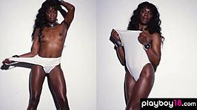 Black beauty Ana Foxxx in sensual solo striptease show