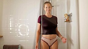 Stella Cardo's dry and wet try on haul with a sexy blonde girlfriend